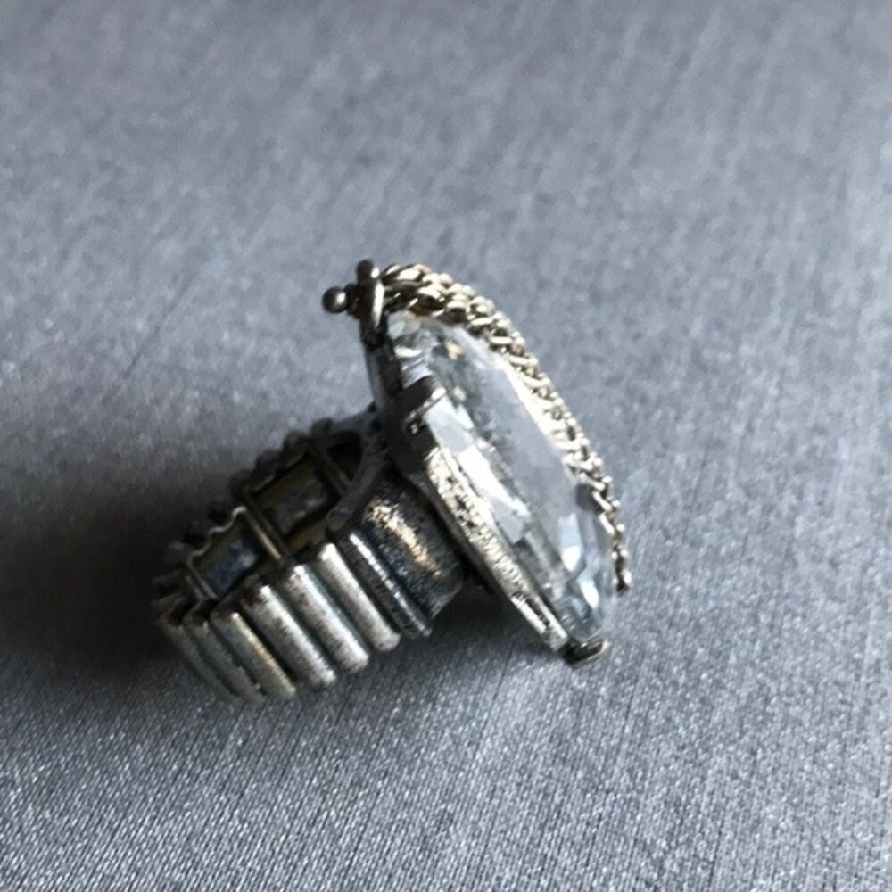 Big Bling Stretch Statement Ring Crystal Chain Sp… - image 2